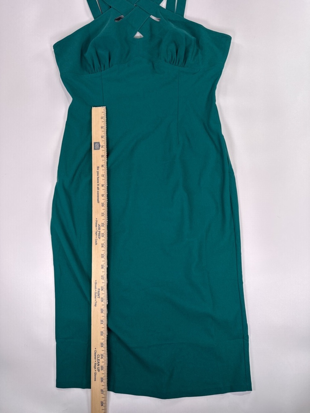 Voodoo Vixen Lilian Wiggle Dress Criss Cross Halter Cotton Blend Teal Size XL - Picture 15 of 16